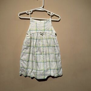 Carter's White and Green Plaid Kids Casual Dress